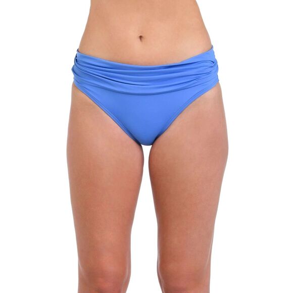 NWT La Blanca Island Goddess Shirred Band Hipster Bikini Bottoms in Chambray 10 - Picture 3 of 12